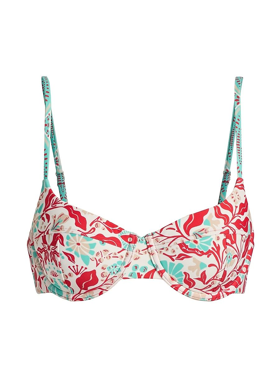 Women's Mona Floral Underwire Bikini Top - Flame Combo - Size XL