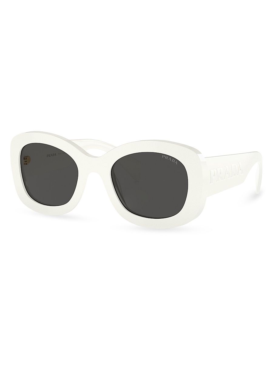 Women's 55MM Oval Sunglasses - White Dark Grey