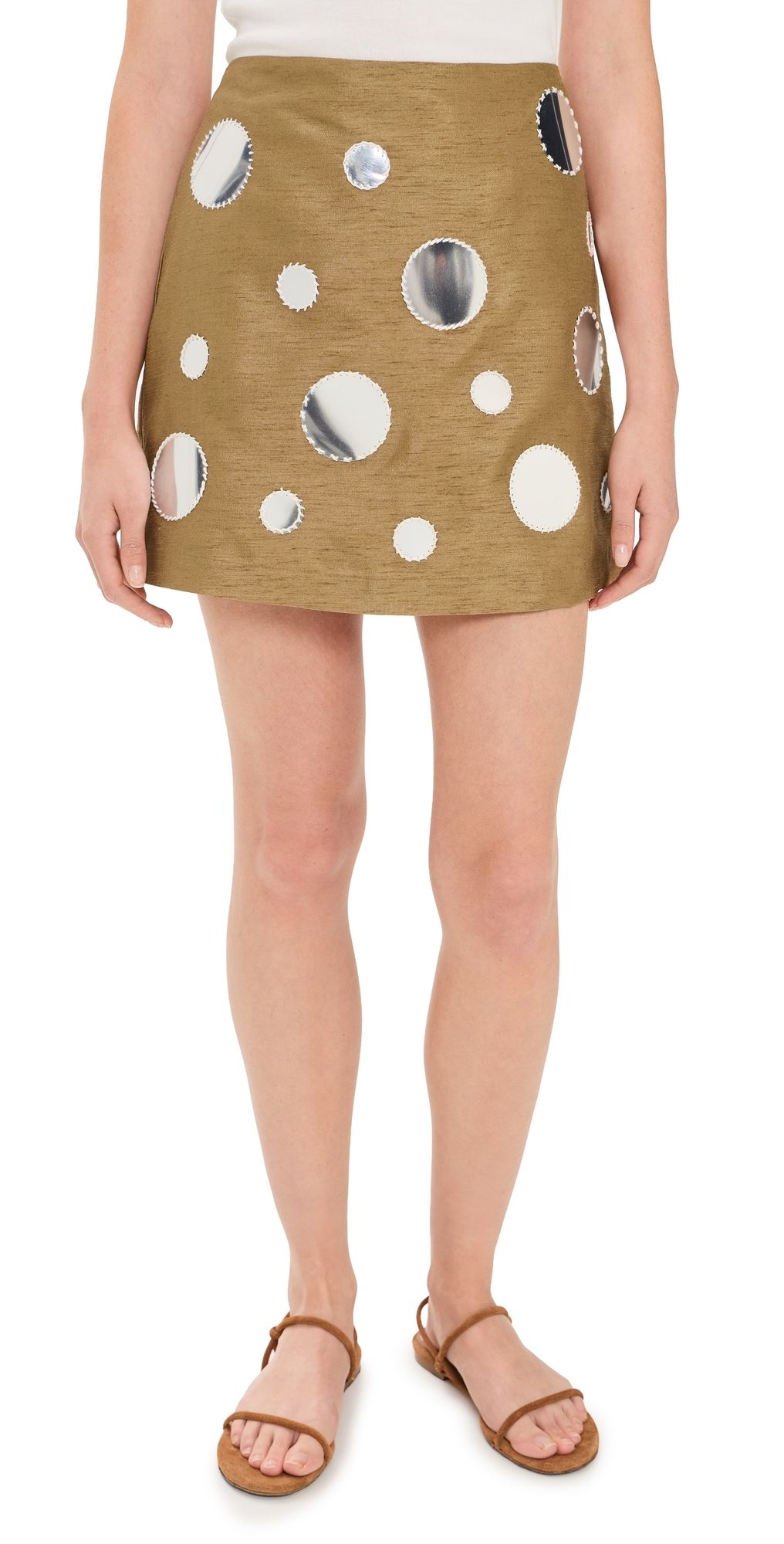 Chan Luu Mirror Mini Skirt Camel 2