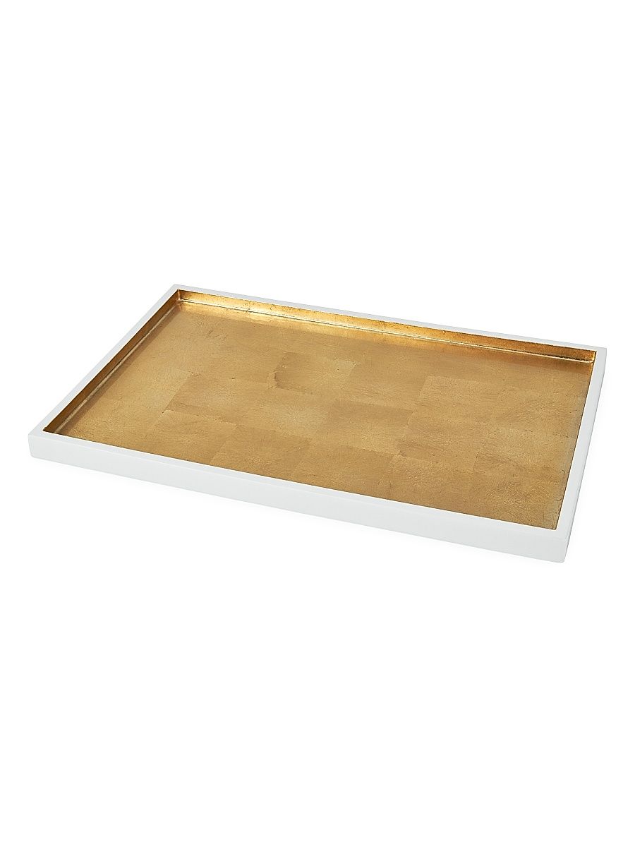 Gold Leaf Wood Tray - Gold - Size 14 x 10
