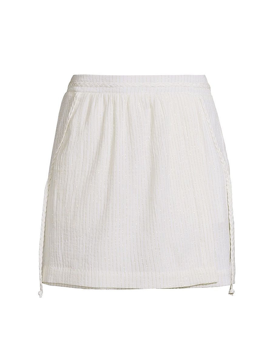 Women's Minerva Crinkle Metallic Shorts - Ivory Gold - Size Large
