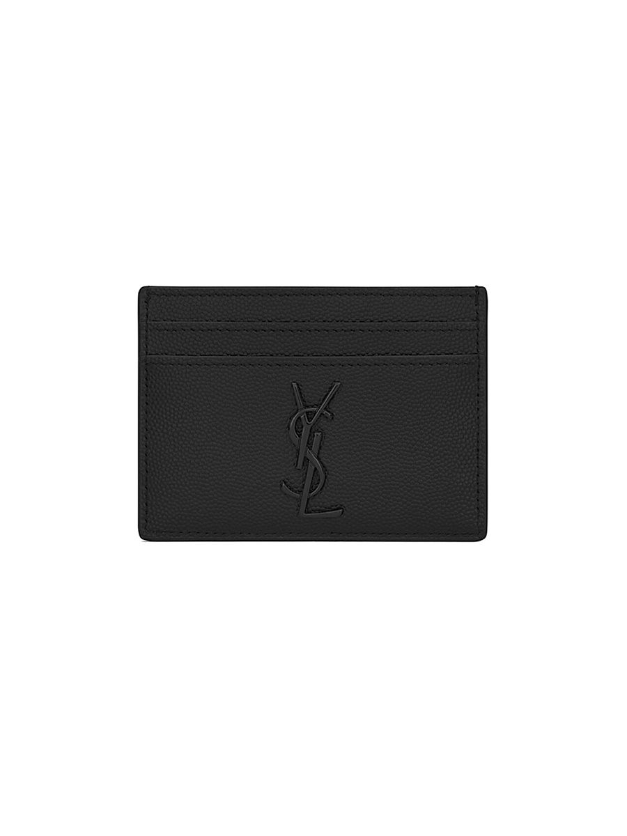 Women's Cassanrdre Card Case in Grain de Poudre Embossed Leather - Nero