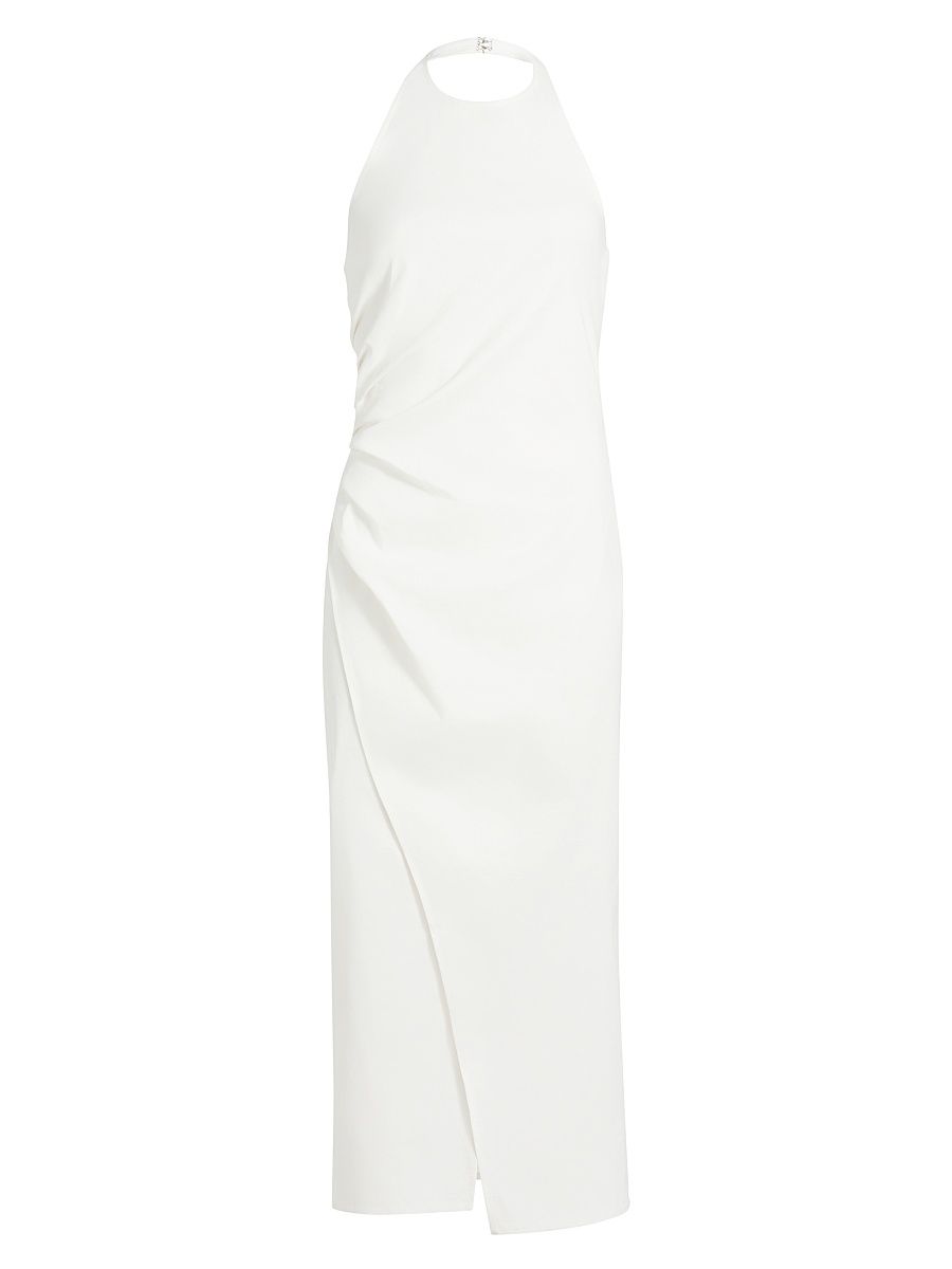 Women's Sylvie Linen-Blend Wrap Midi-Dress - White - Size 10