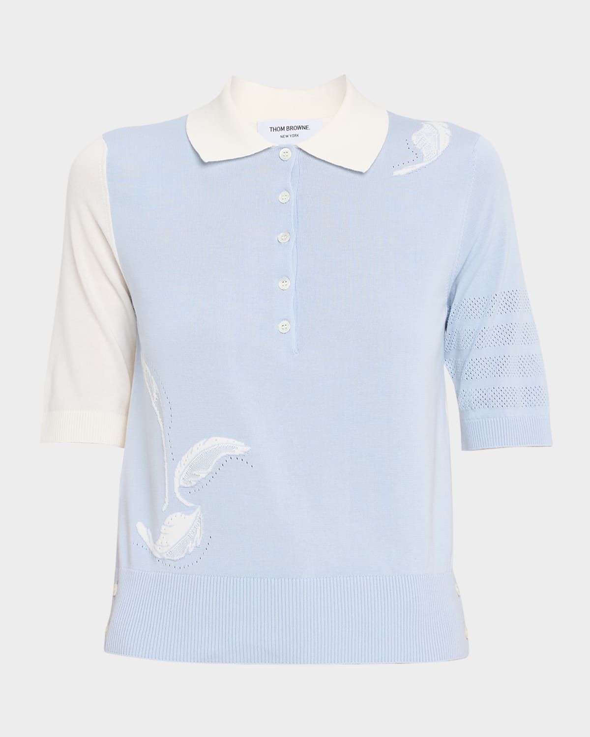 Funmix Feather Jersey Short-Sleeve Polo Sweater