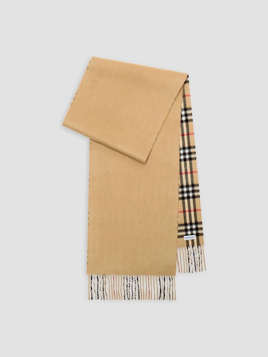 Burberry Women's Check-Solid Cashmere Scarf - Beige