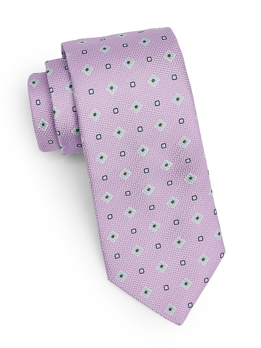 Men's Medallion Woven Silk Tie - Purple