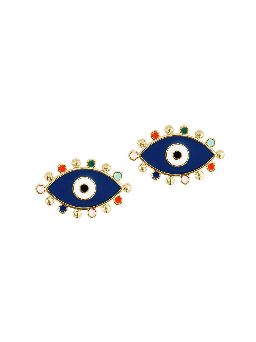 Women's Milos 18K-Gold-Plated & Enamel Evil Eye Stud Earrings