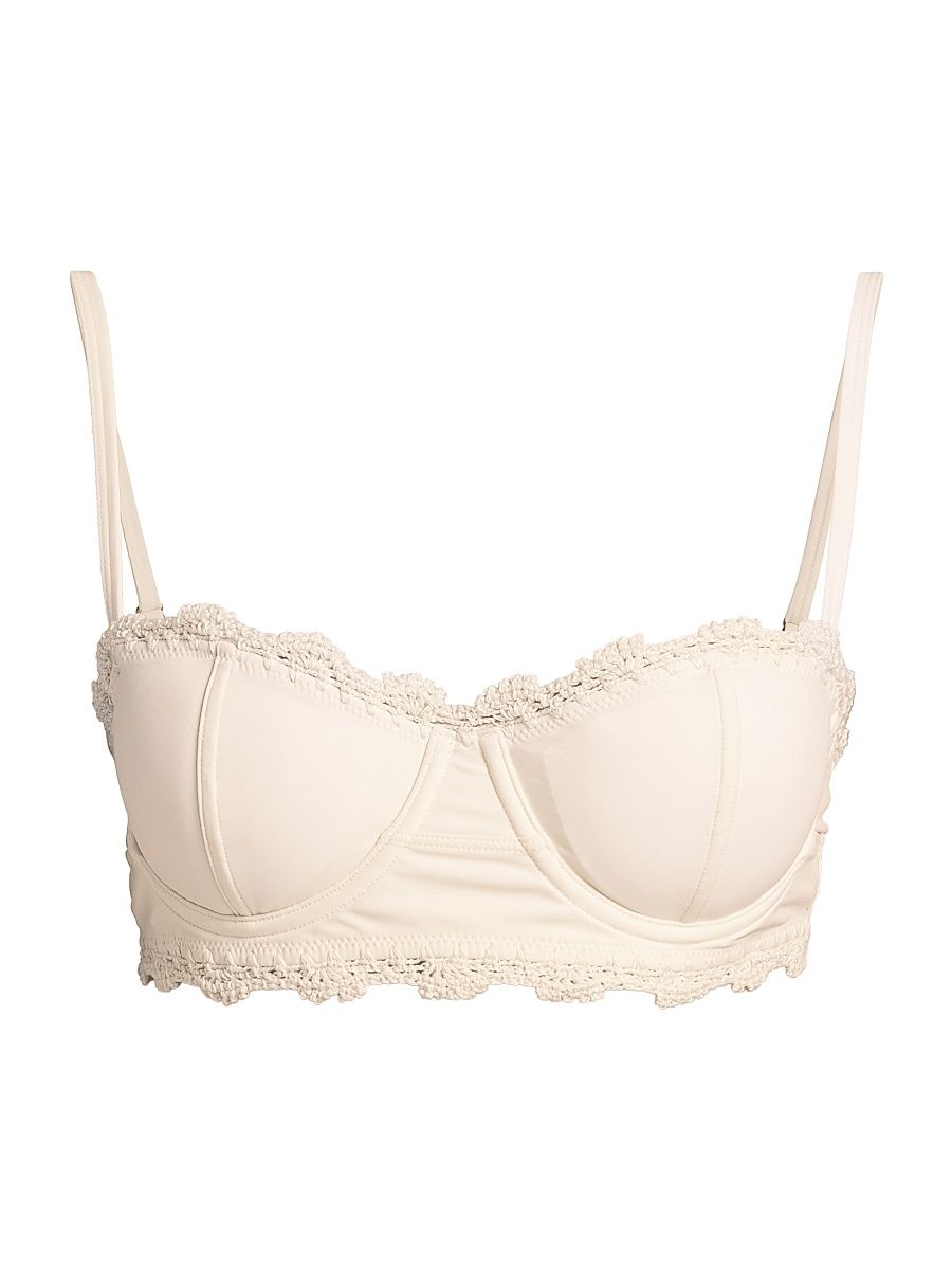 Women's Etiana Crocheted-Trim Bikini Top - Cowrie - Size Large