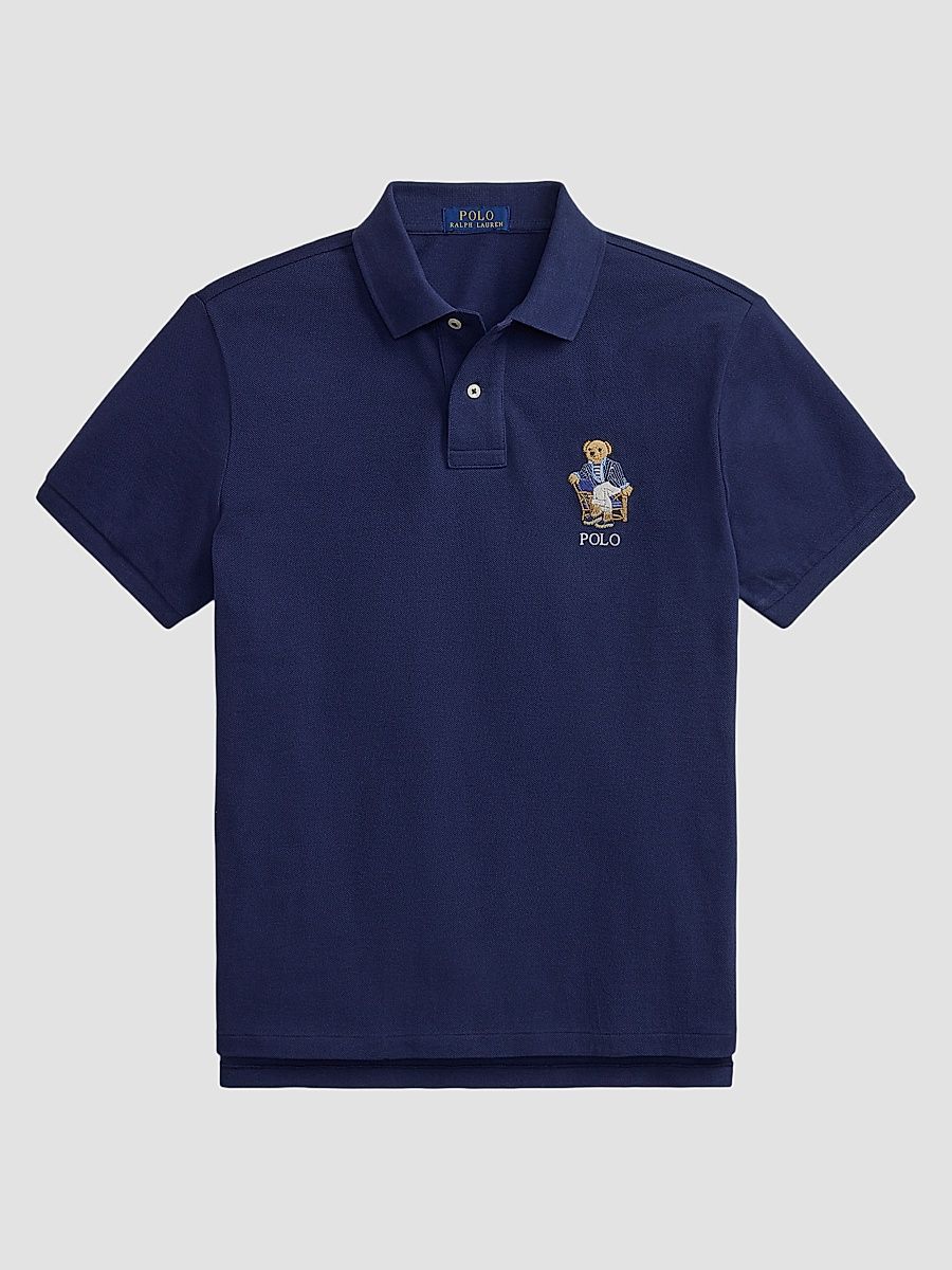 Men's Polo Bear Cotton Polo Shirt - Newport Bear Navy - Size XXL
