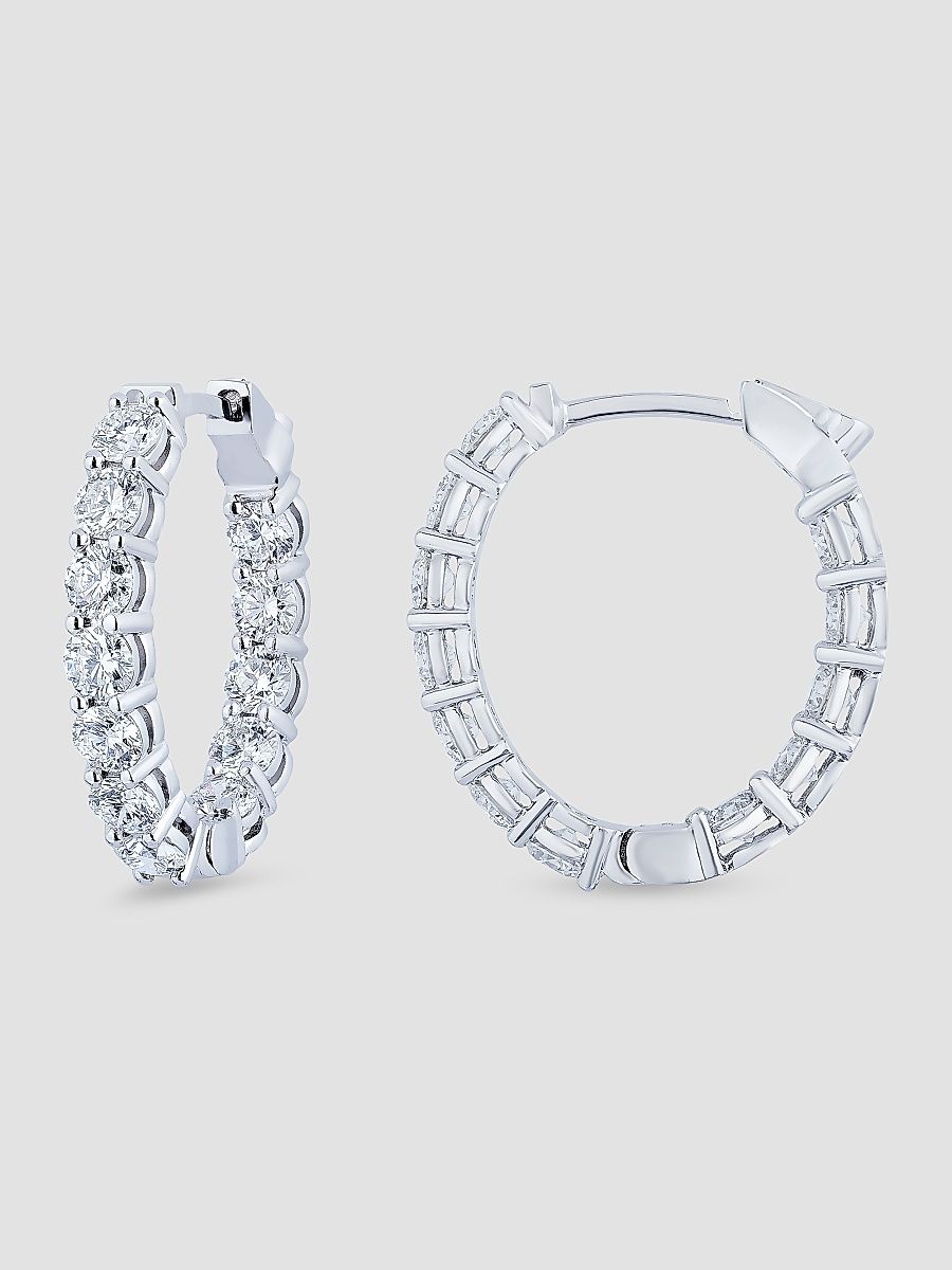 Women's 18K White Gold & 3.60 TCW Diamond Oval Hoop Earrings - White Gold
