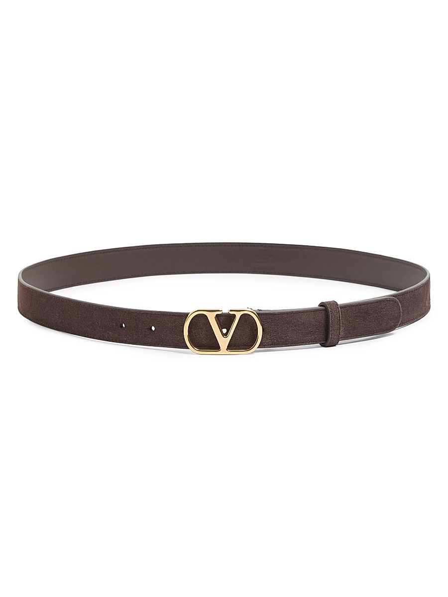 Men's VLogo Signature Suede Belt - Testa Di Moro - Size 46
