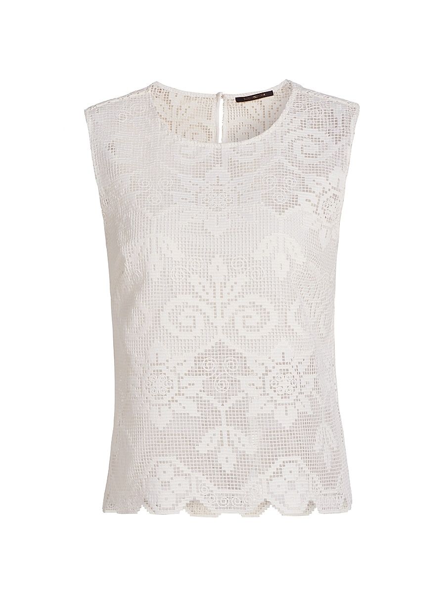 Women's Shelly Floral Lace Blouse - Ivory - Size XL