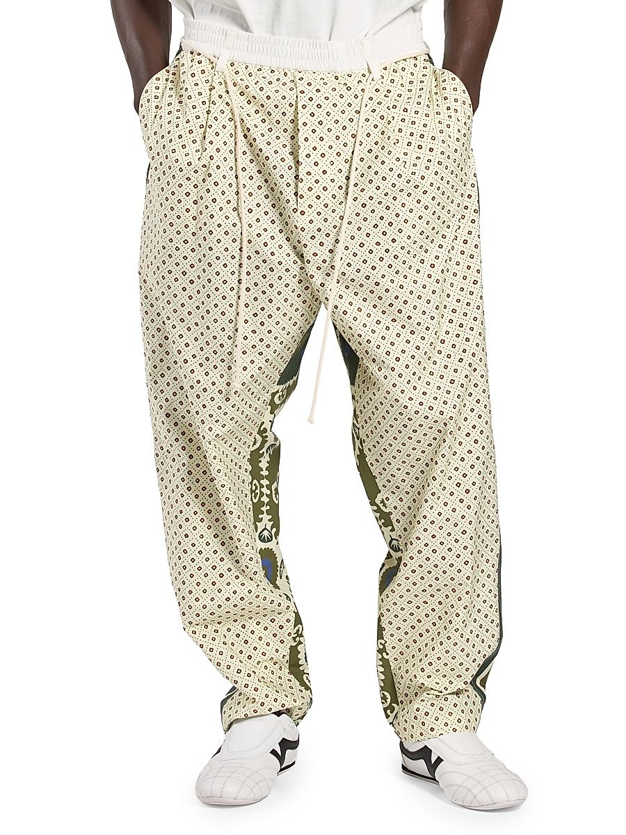 Men's Mixed Bandana-Print Cotton Pajama Pants - Blue Bandana - Size XS