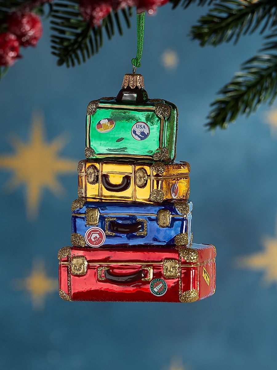 Globetrotter Suitcase Glass Ornament