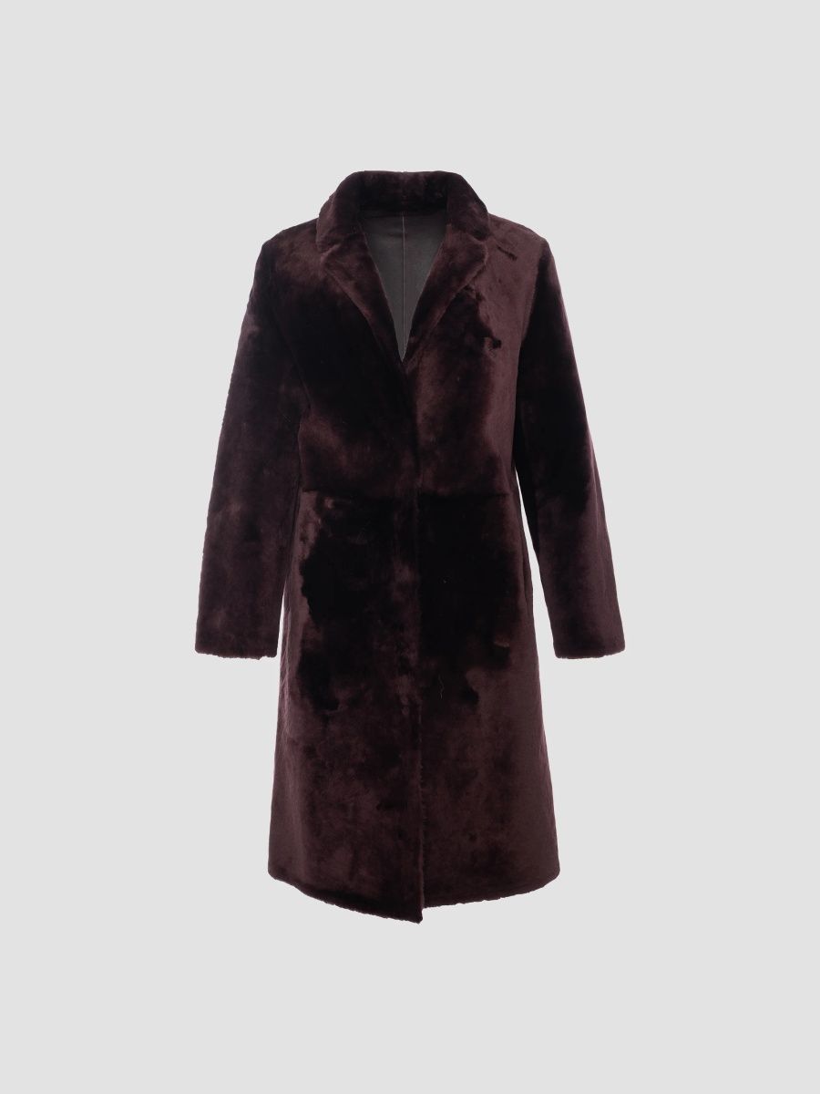 Gorski Women's Reversible Merino Shearling Lamb Short Coat - Merlot - Size Small