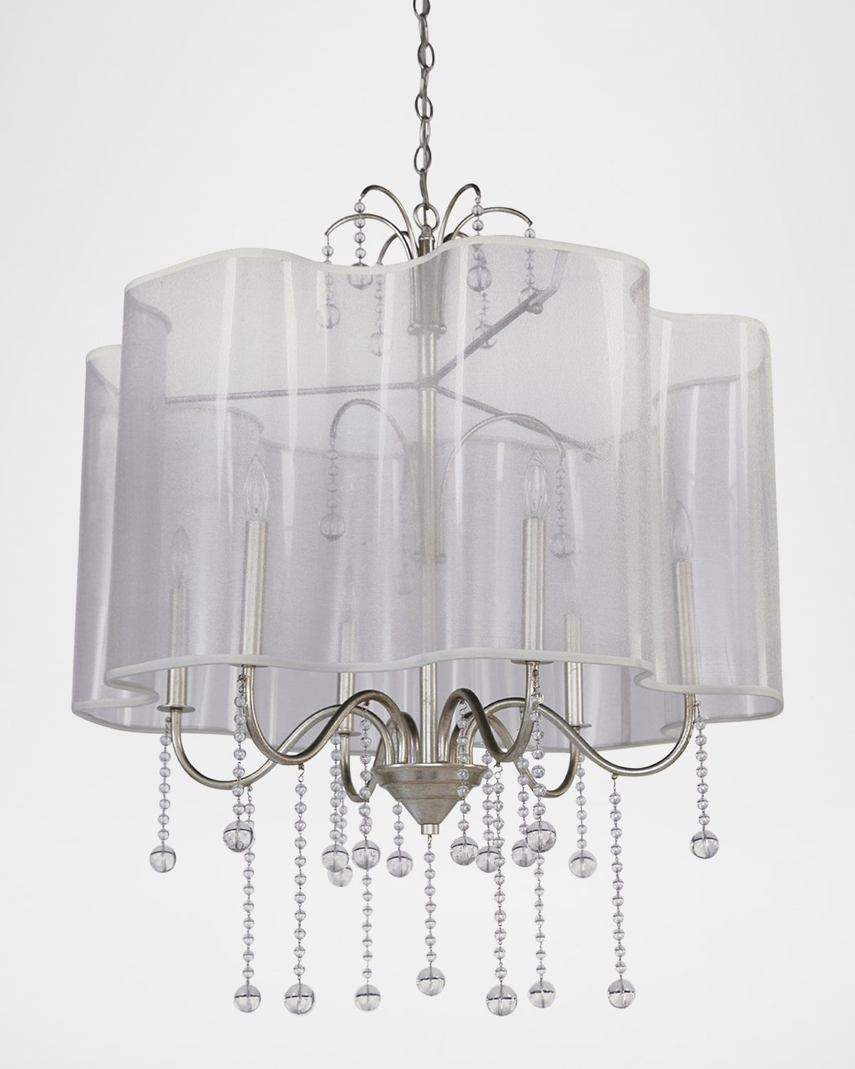 Antique Parisian Silver 30" 6-Light Chandelier