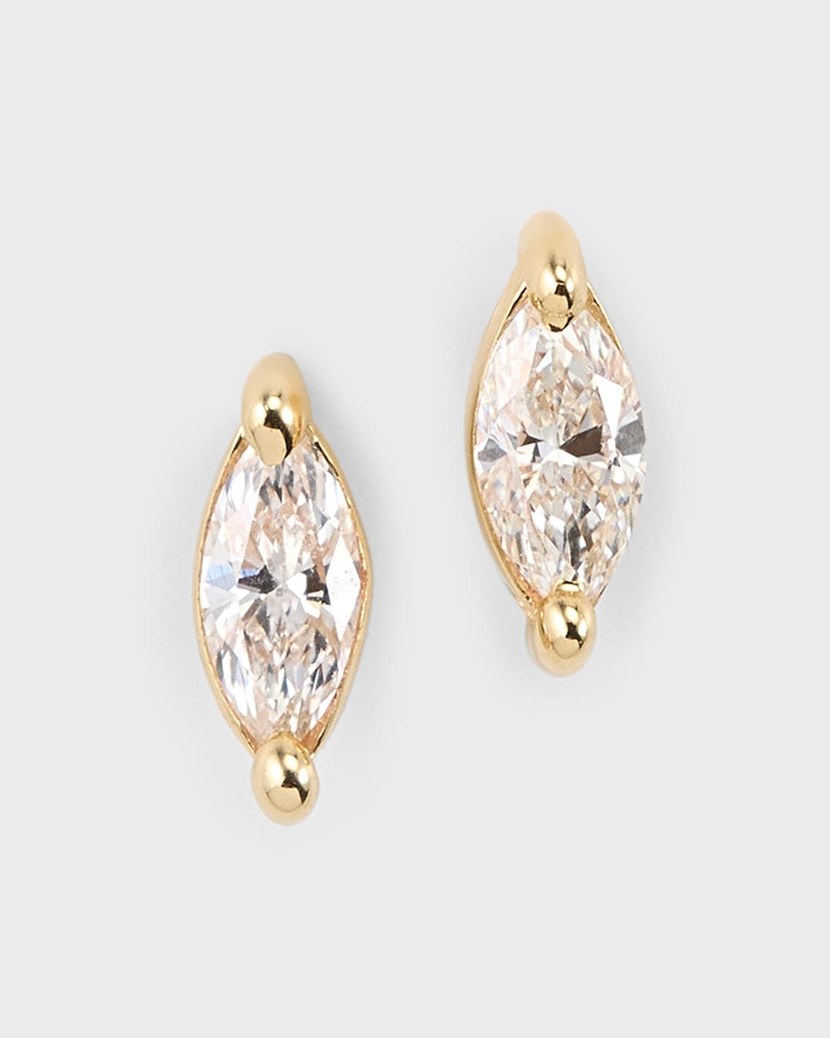 14K Gold Marquise Diamond Stud Earrings
