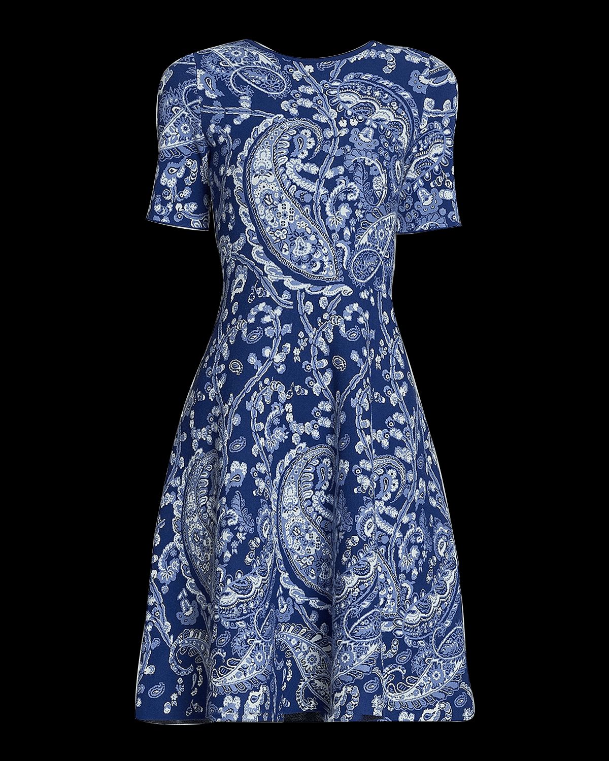 Paisley Knit Short-Sleeve Dress