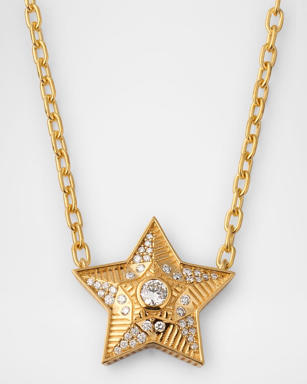 18K Yellow Gold Mini Supernoca Star Pendant Necklace with Diamonds