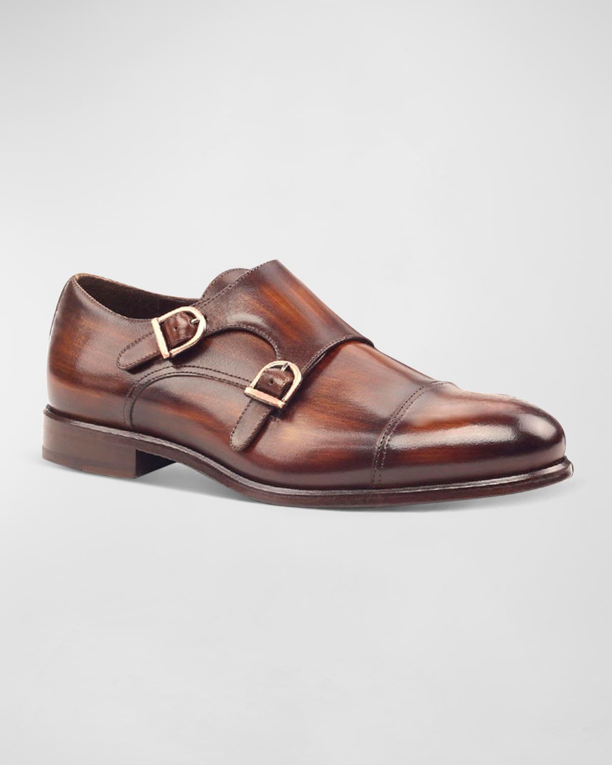Men & apos;s Regal Two-Tone Patina Leather Double-Monk Loafers