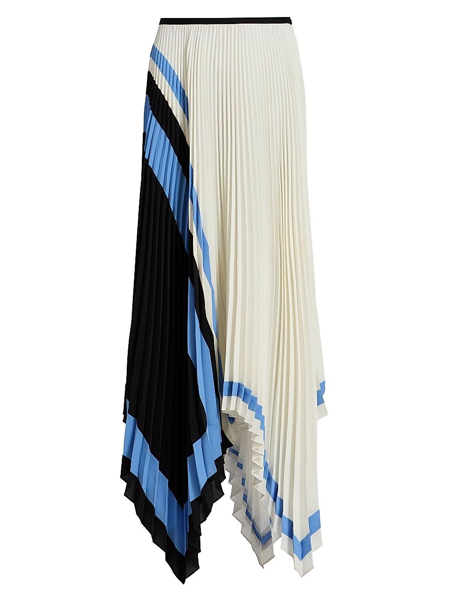 Women's Emilia Striped Pleated Asymmetrical Midi-Skirt - White Multi - Size 12