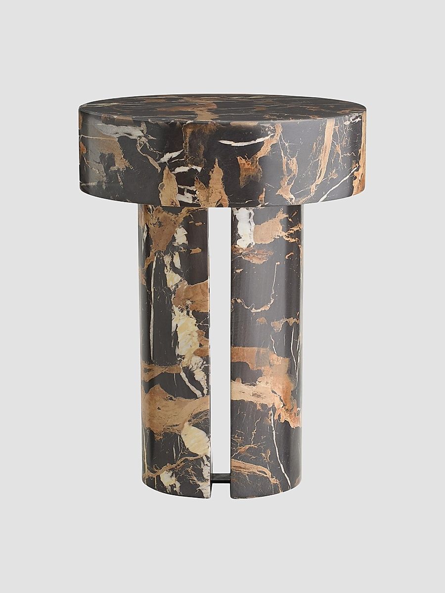 Kopi End Table - Dark Toffee White