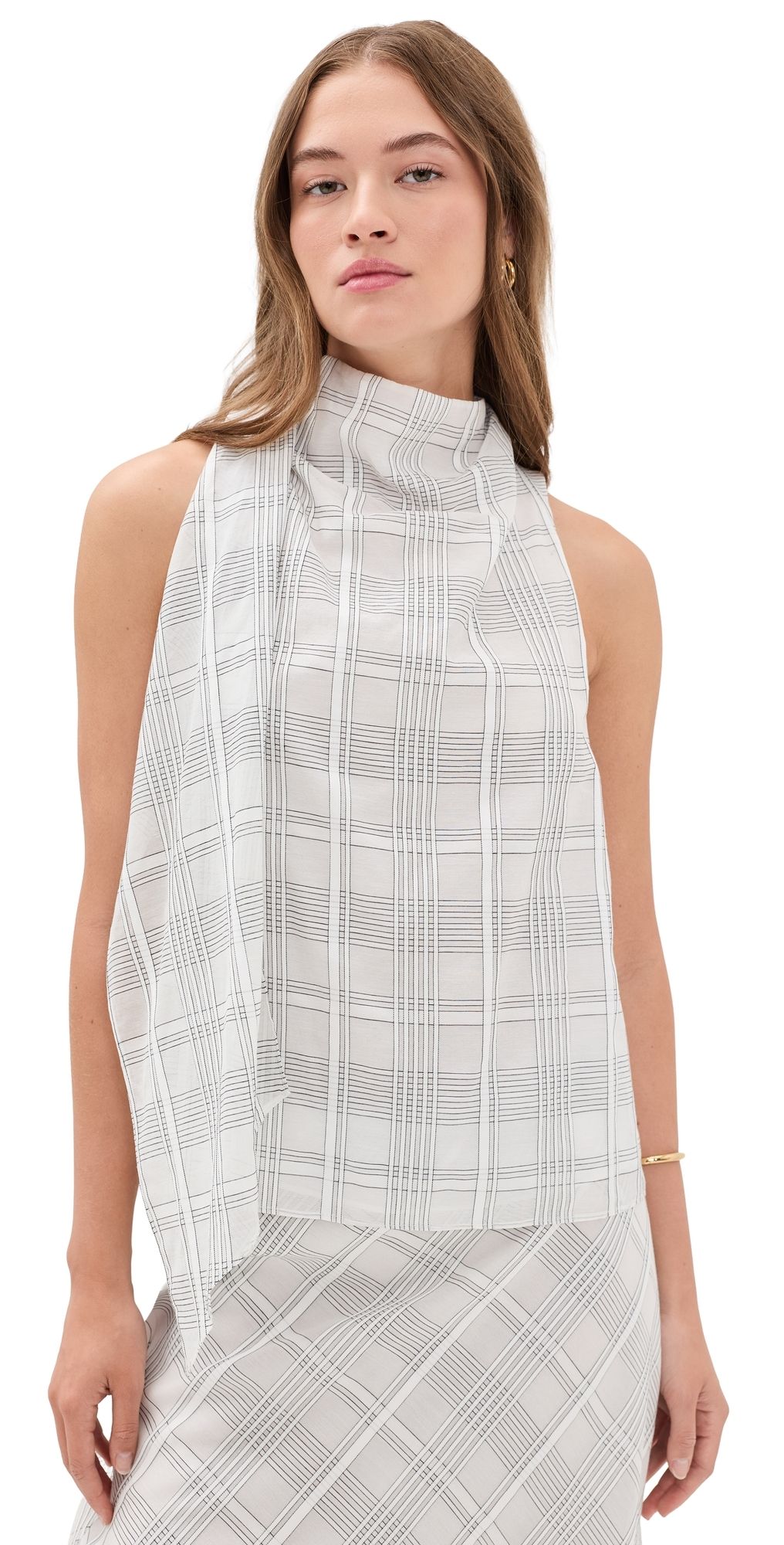 rag & bone Adela Plaid Top White Plaid L