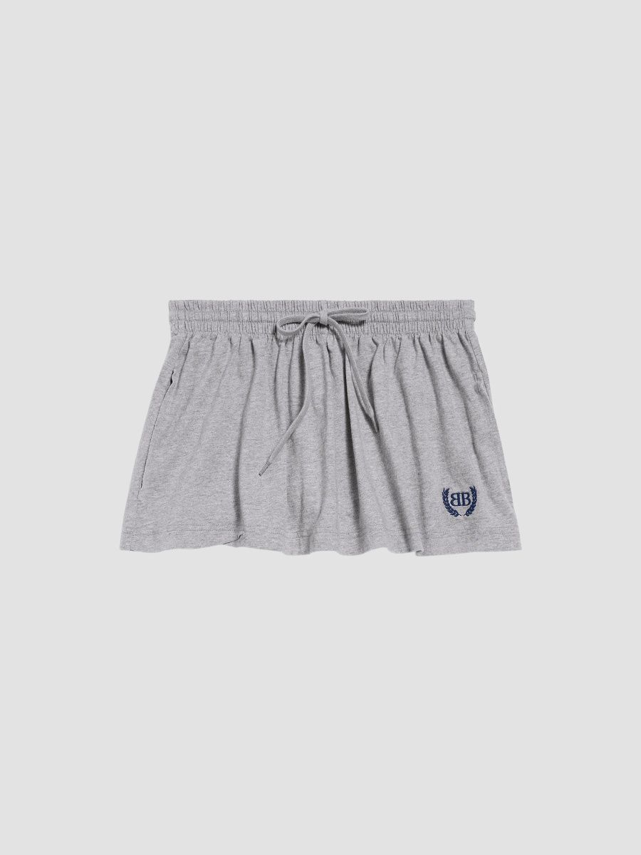 Balenciaga Women's Laurel Classic Football Shorts Mini Skirt - Heather Grey - Size Medium