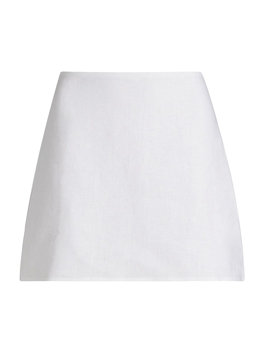 Women's Veranda Linen Miniskirt - White - Size 12