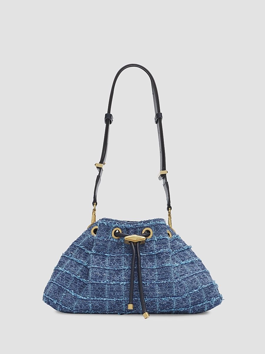 Women's Bon Bon Crosshatch Denim Bucket Bag - Denim Grid Gold