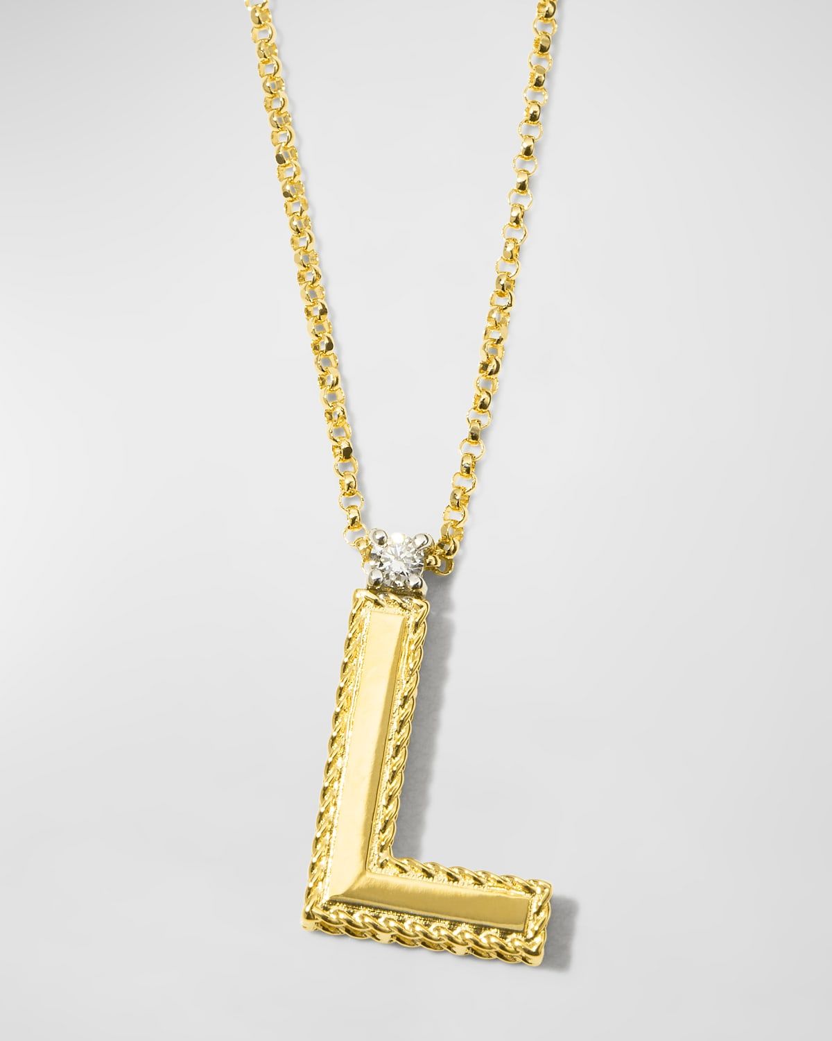 Princess 18K Yellow Gold Diamond Initial Necklace, L