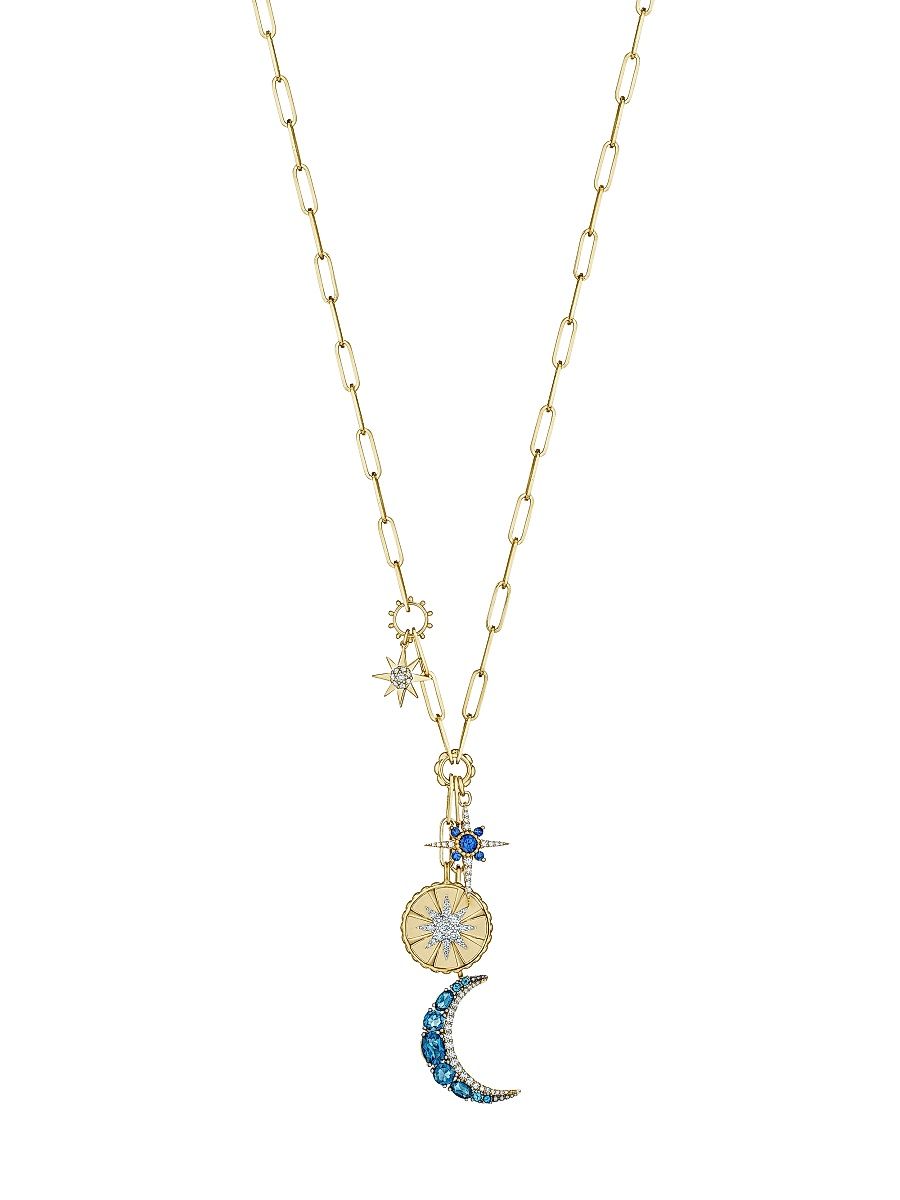 Women's Penka 18K Yellow Gold & Multi-Gemstone Celestial Charm Necklace - Yellow Gold