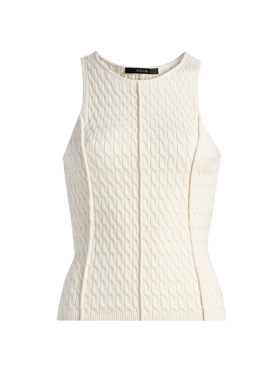 Women's Joyce Seamed Racer Tank Top - Ivory - Size XL