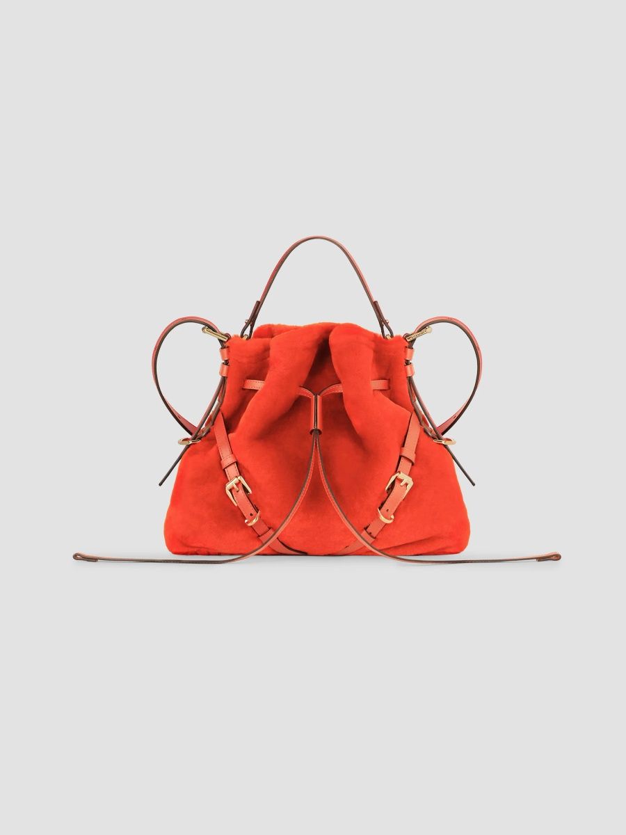 Givenchy Women's Small Voyou Bucket Bag in Faux Fur - Orange
