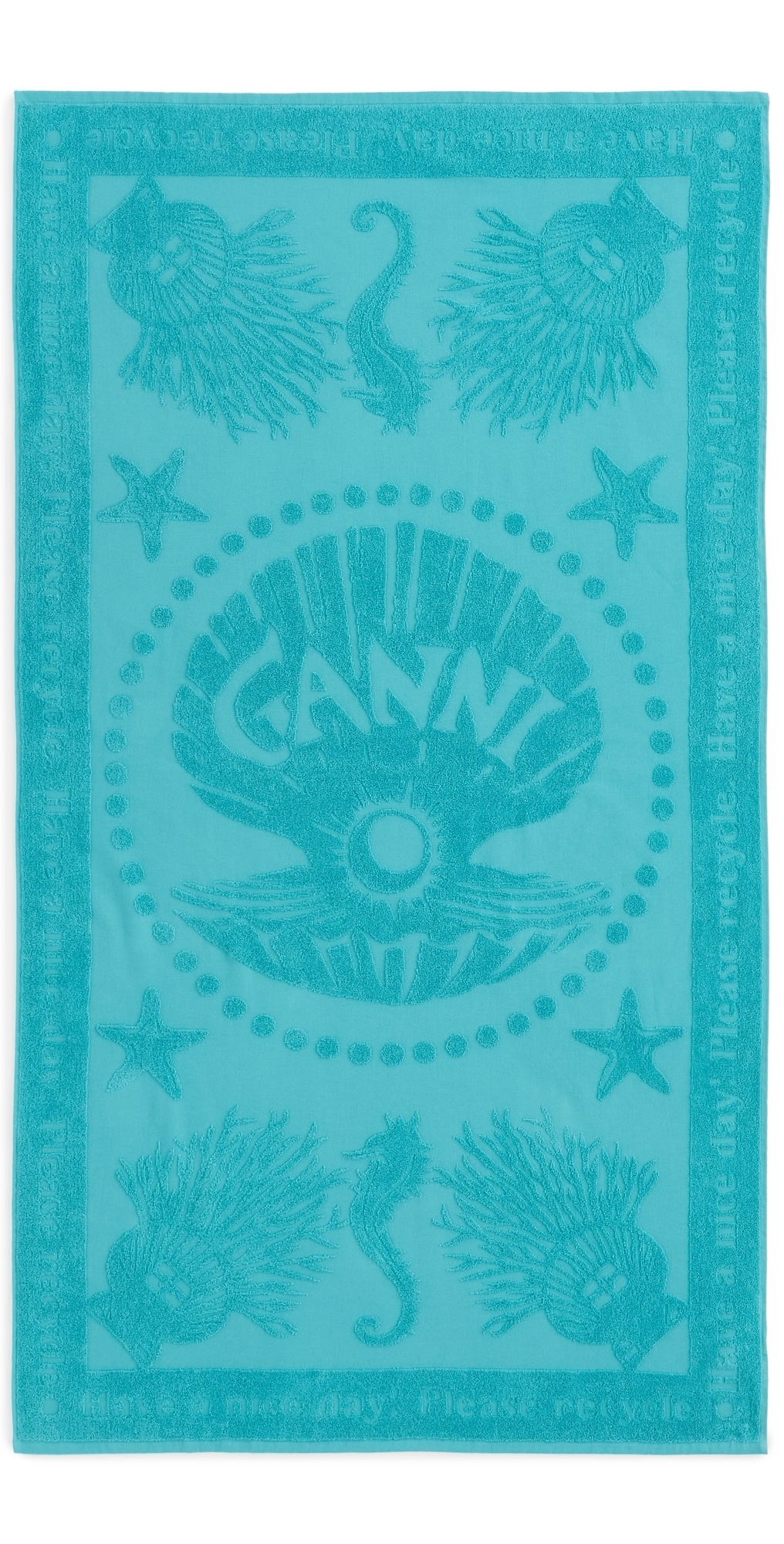 GANNI Jacquard Beach Towel Blue Curacao One Size