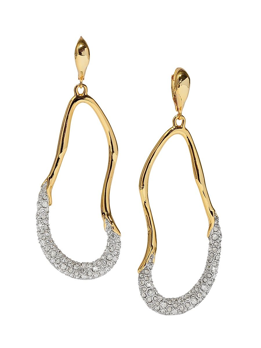 Women's Solanales 14K-Gold-Plated, Rhodium-Plated & Crystal Hoop Drop Earrings - Crystal