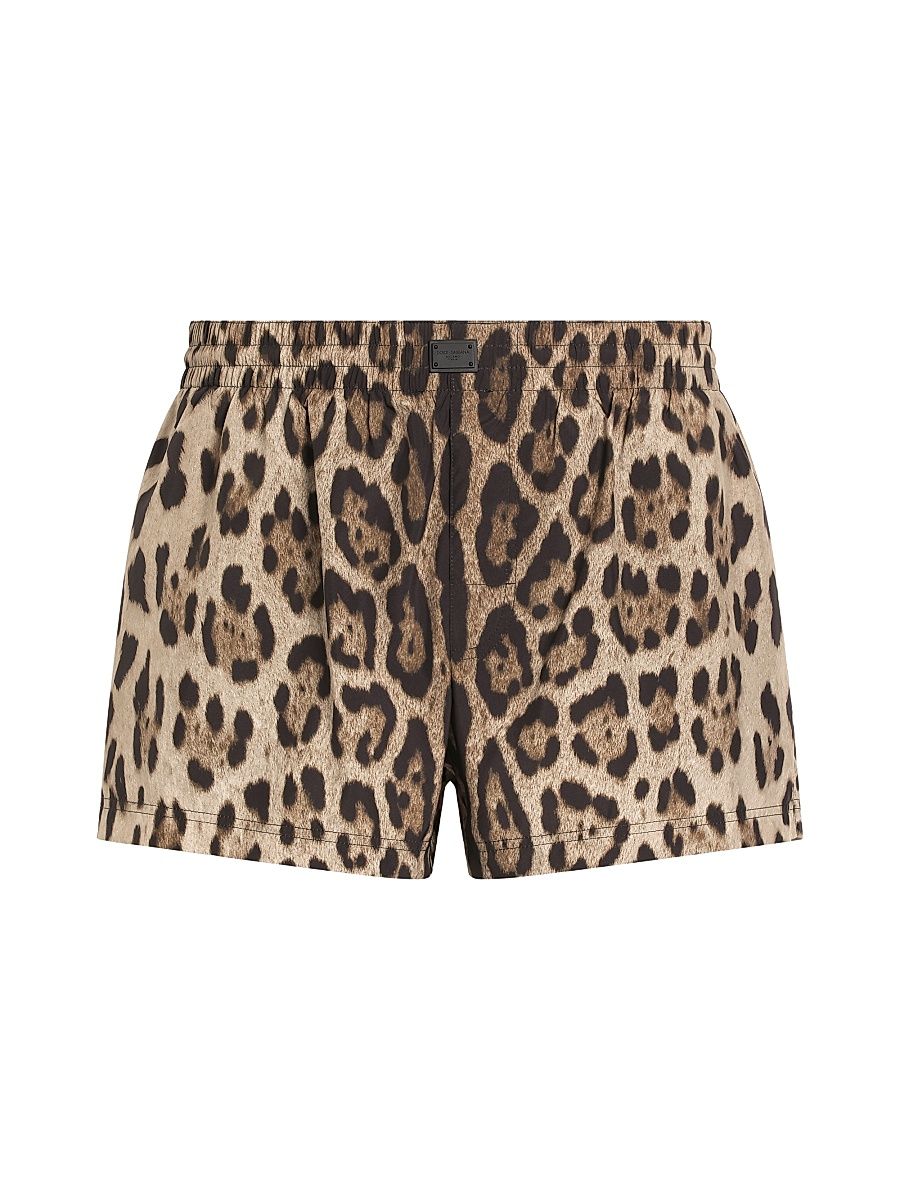 Men's DNA Leopard-Print Boxer Short Swim Trunks - Leopard - Size XL