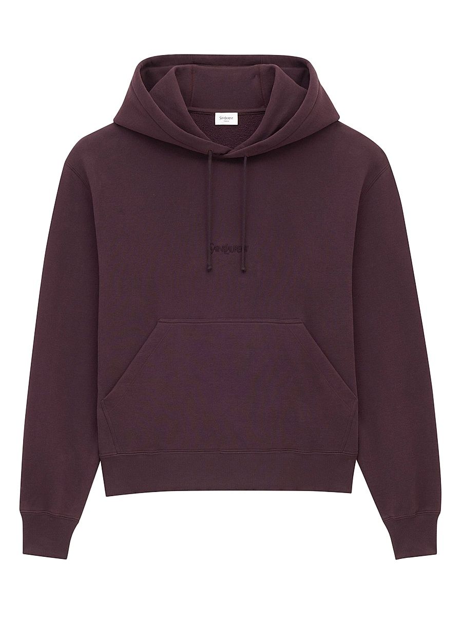 Saint Laurent Men's Logo Hoodie - Prune - Size XL