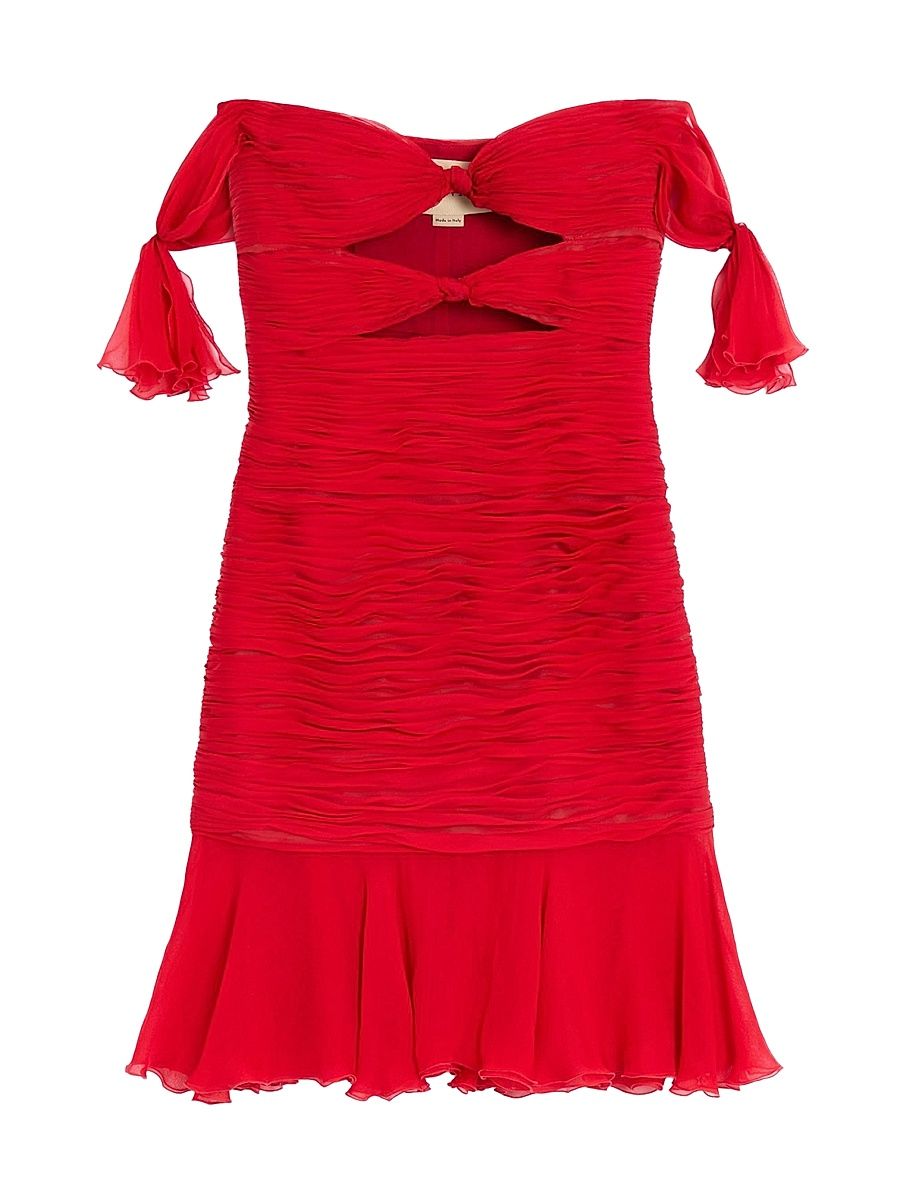 Women's Chiffon Short Dress - Red - Size 4