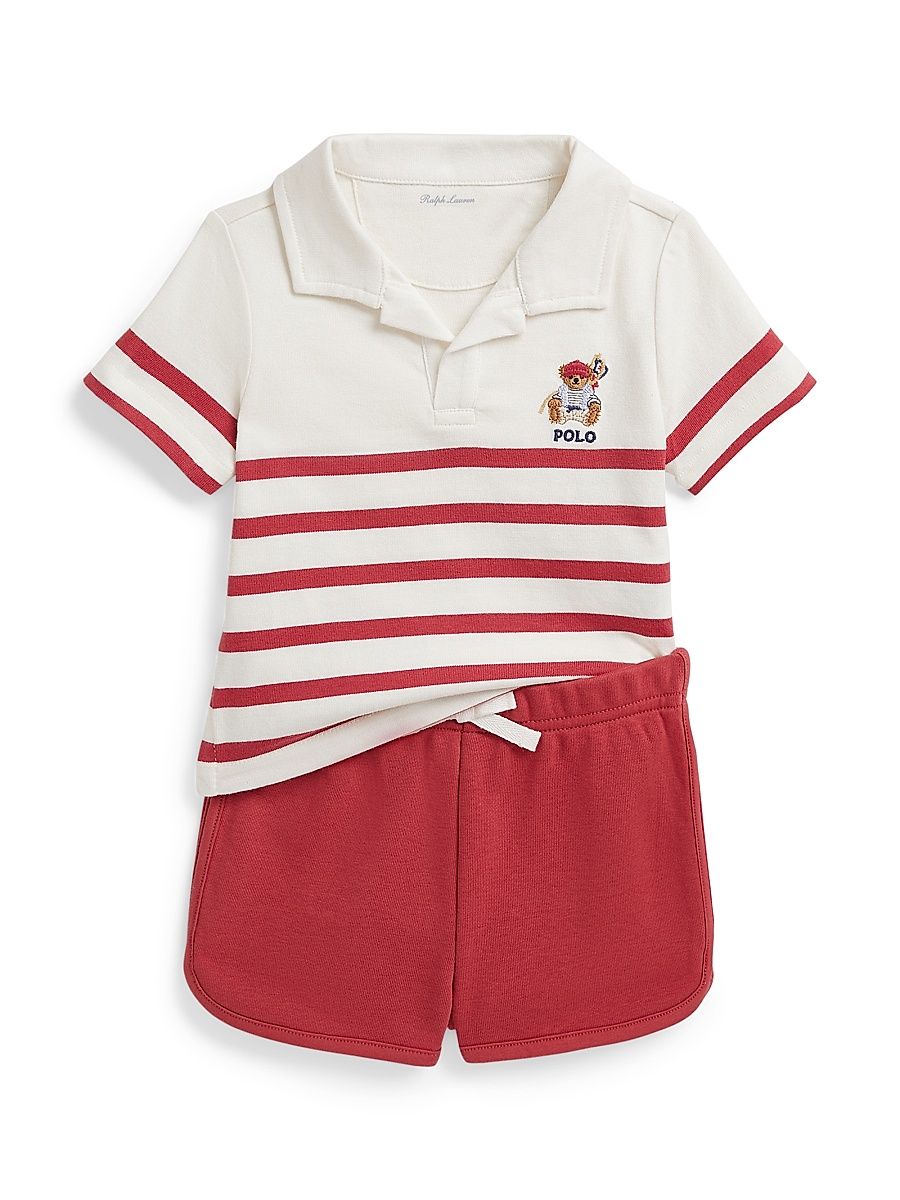 Baby Boy's 2-Piece Nautical Polo Shirt & Shorts Set - Red Multi - Size 9 Months