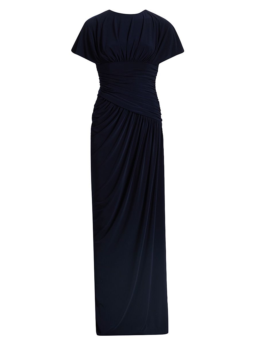 Women's Draped Jersey Column Gown - Navy - Size 16