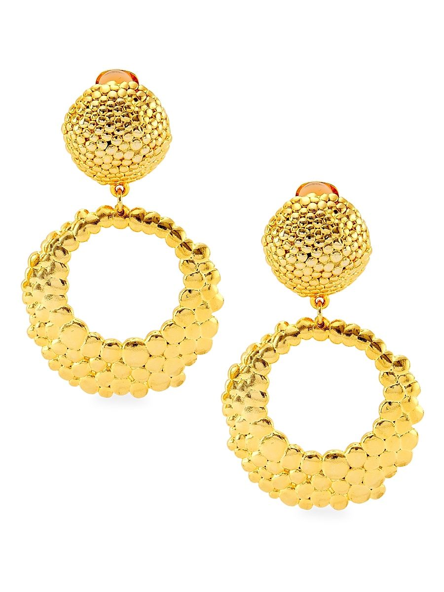 Women's Hammered 22K-Gold-Plated Clip-On Earrings - Gold