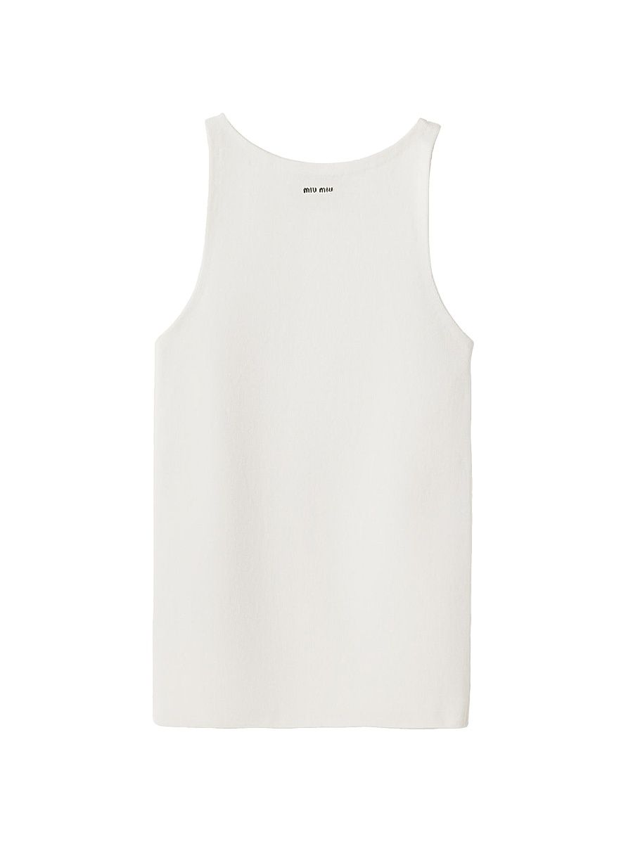 Women's Cotton Knit Tank Top - White - Size 8