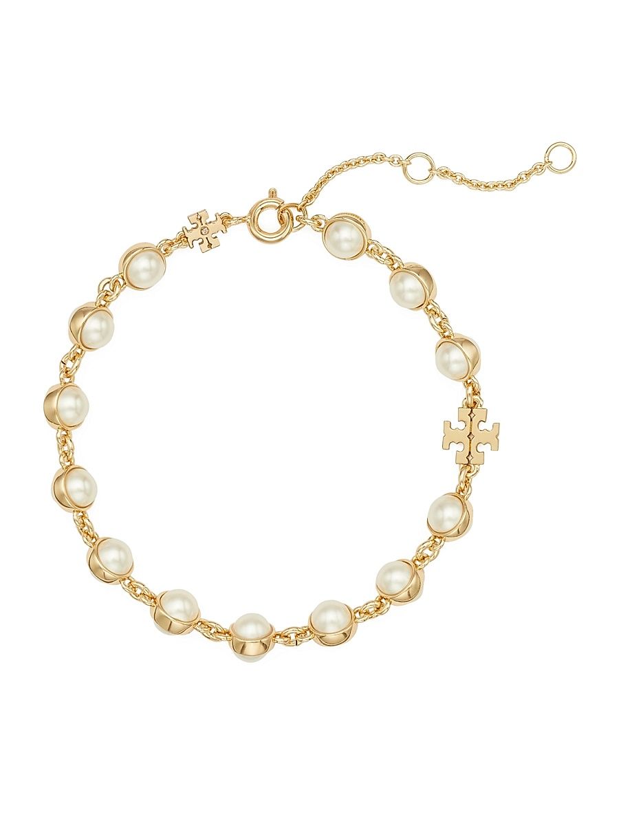 Women's Moondance Goldtone & Imitation Pearl Bracelet - Light Brass Ivory