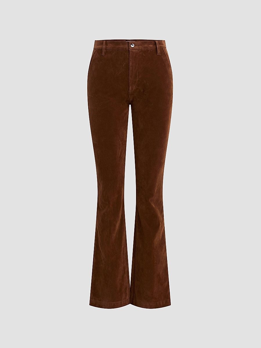 Women's Inez Faux-Suede Trousers - Chestnut - Size 23