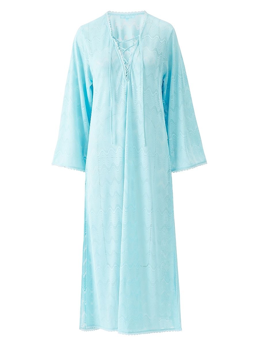 Women's Kimberly Bell Sleeve Kaftan Cover-Up Dress - Sky - Size Medium