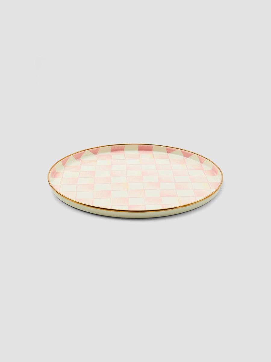 MacKenzie-Childs Rosy Check Round Tray