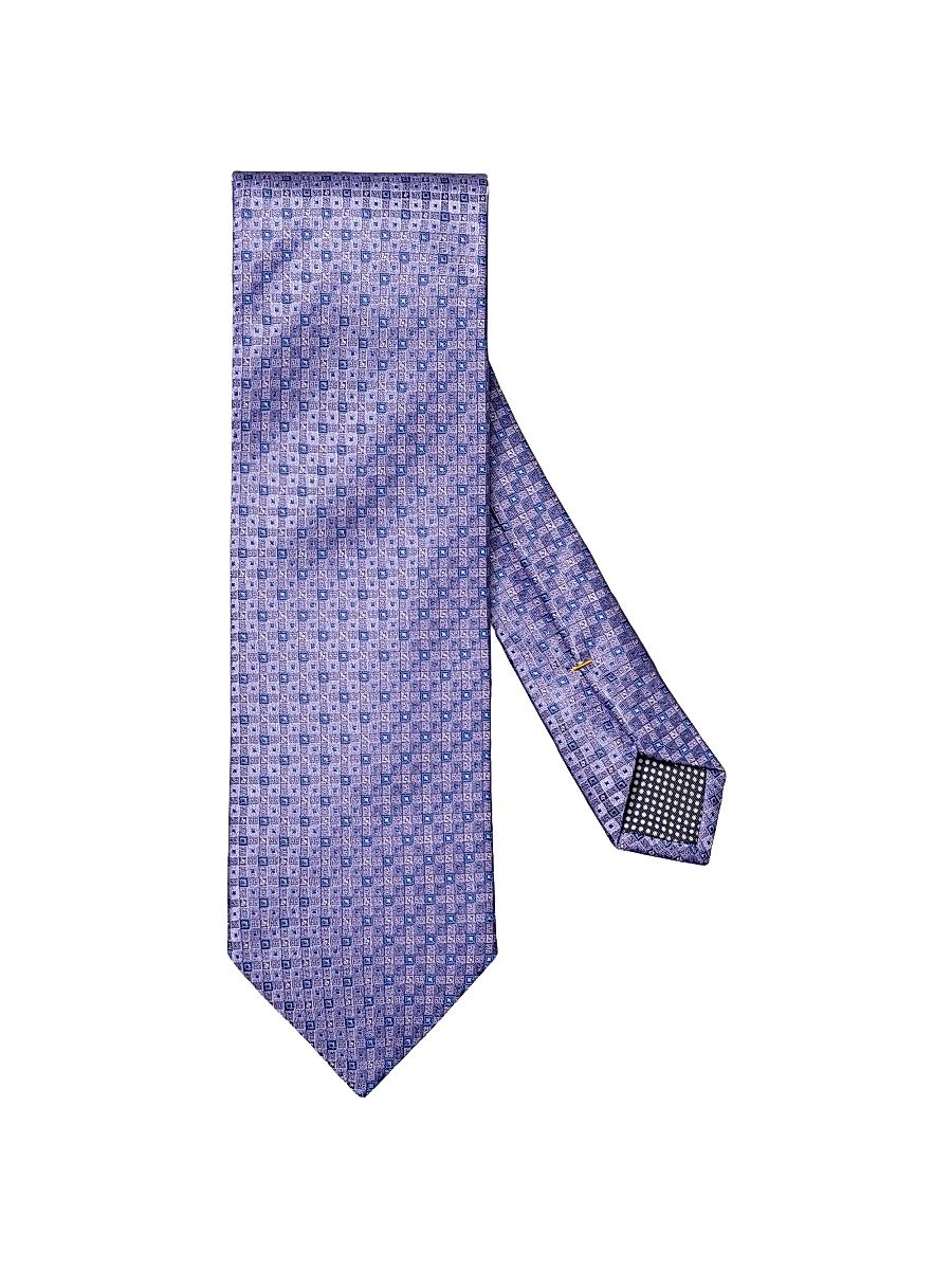 Men's Geometric Print Silk Tie - Dark Purple