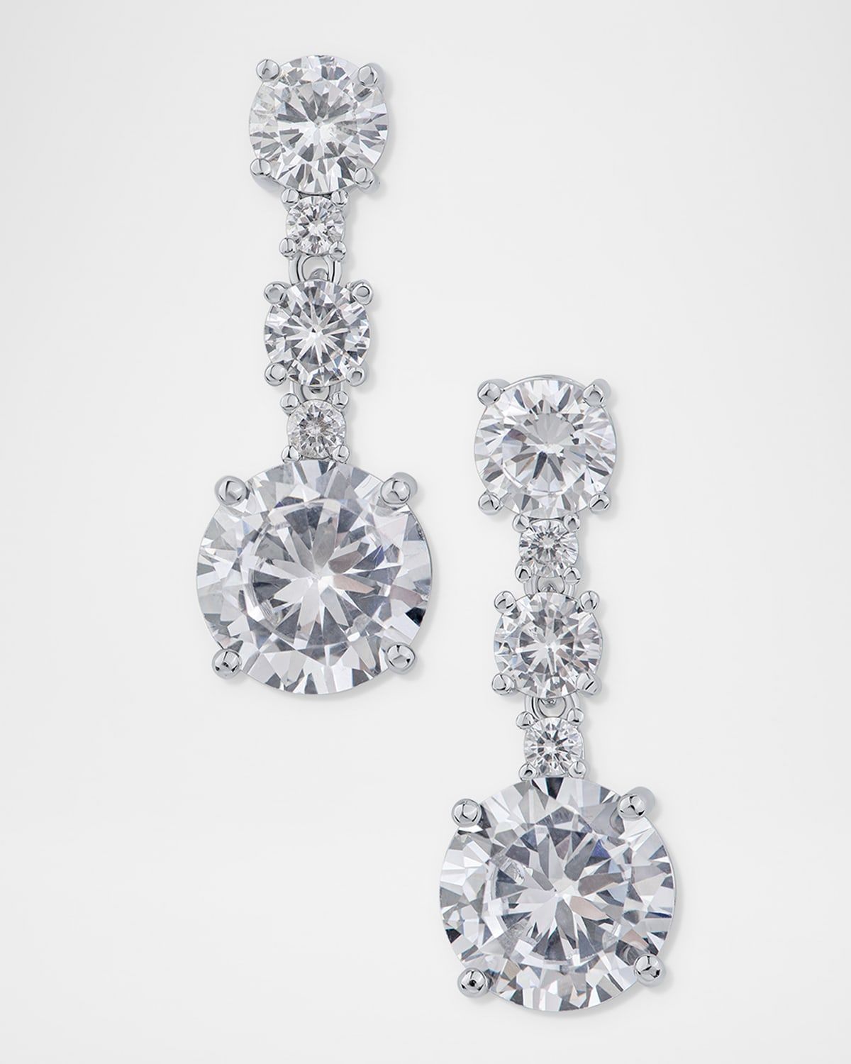 Round Cubic Zirconia Drop Post Earrings