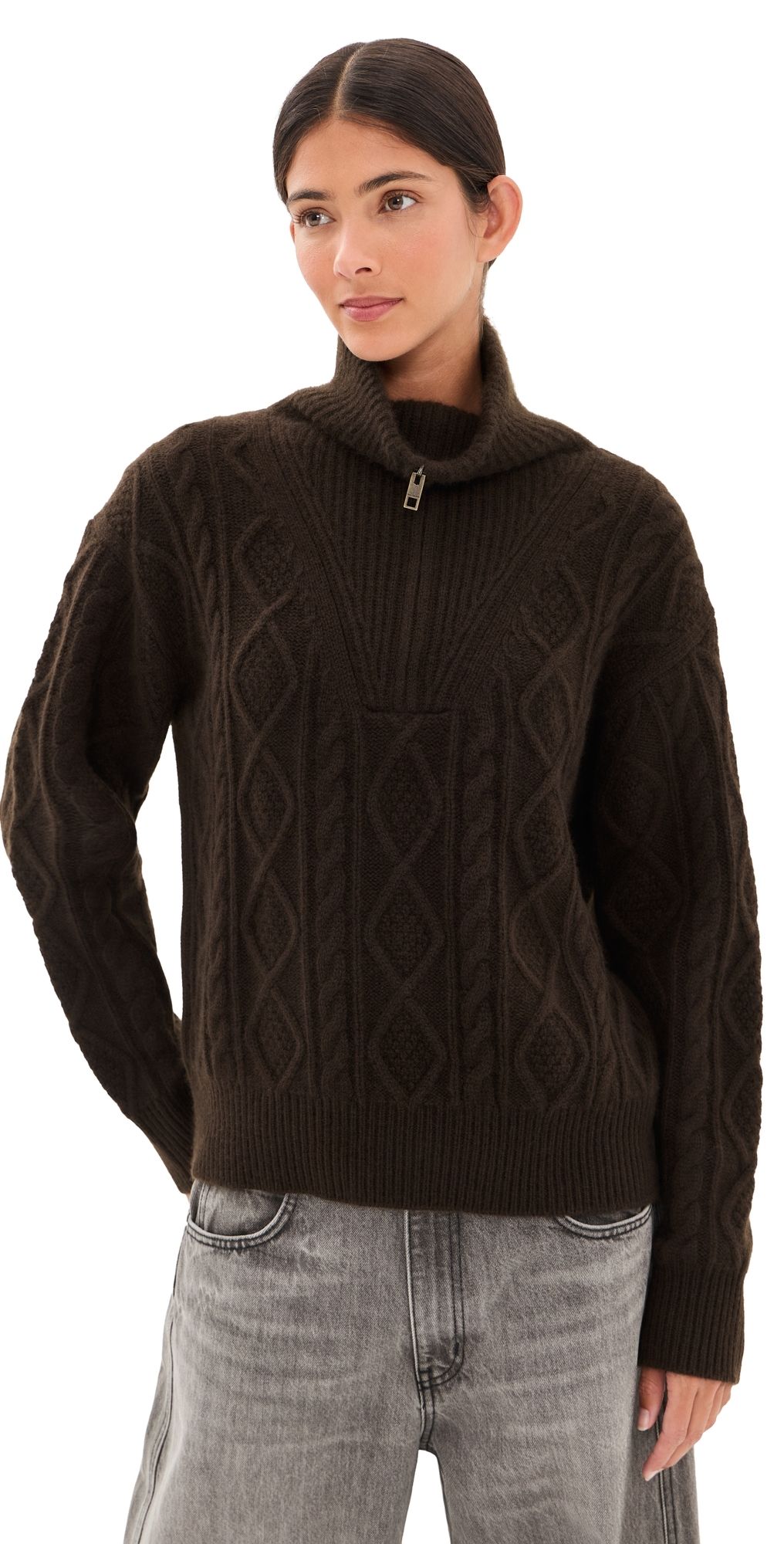 Nili Lotan Jori Cashmere Sweater Dark Brown M